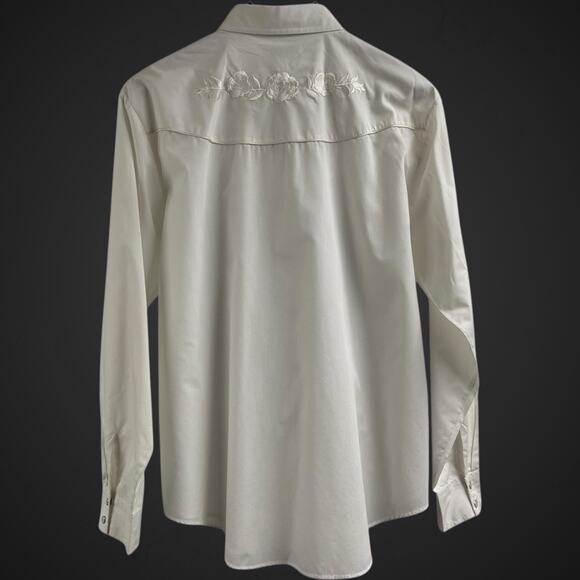 Country Charmers By Ely Size XL Embroidered White Pearl Snap Cowboy Shirt - Picture 5 of 6